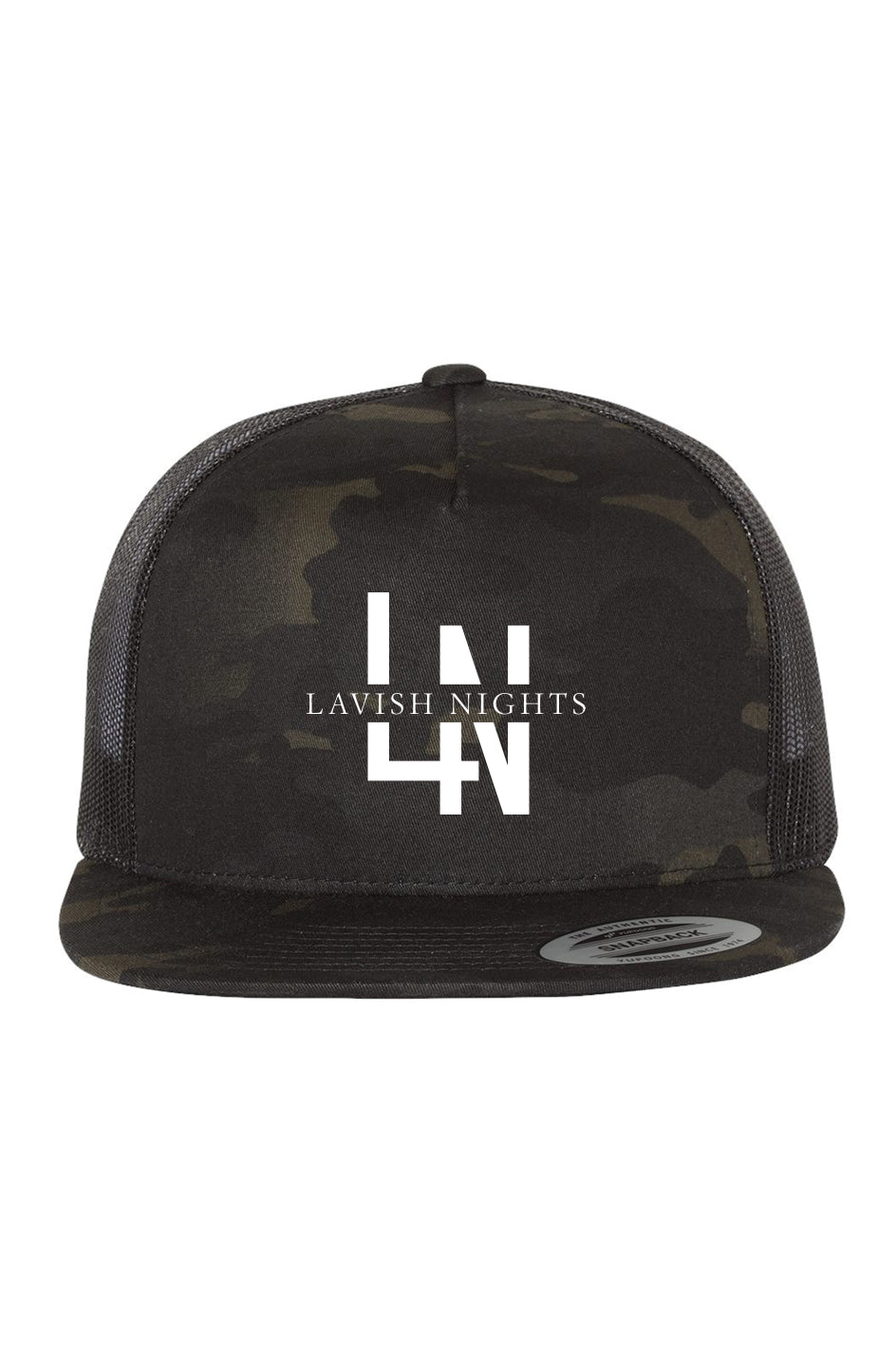Black Lavish Nights Camo Trucker Hat